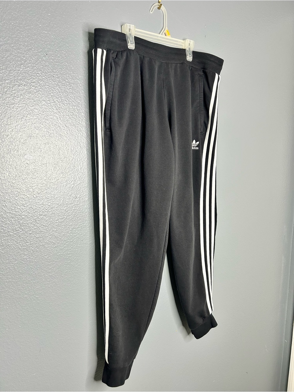 adidas Black Sweatpants with White Three-Stripe Sides Men’s XL
